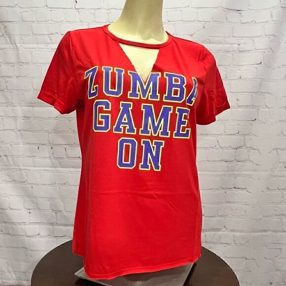 ZUMBA Game on V-neck Tee in size medium red - Picture 6 of 6